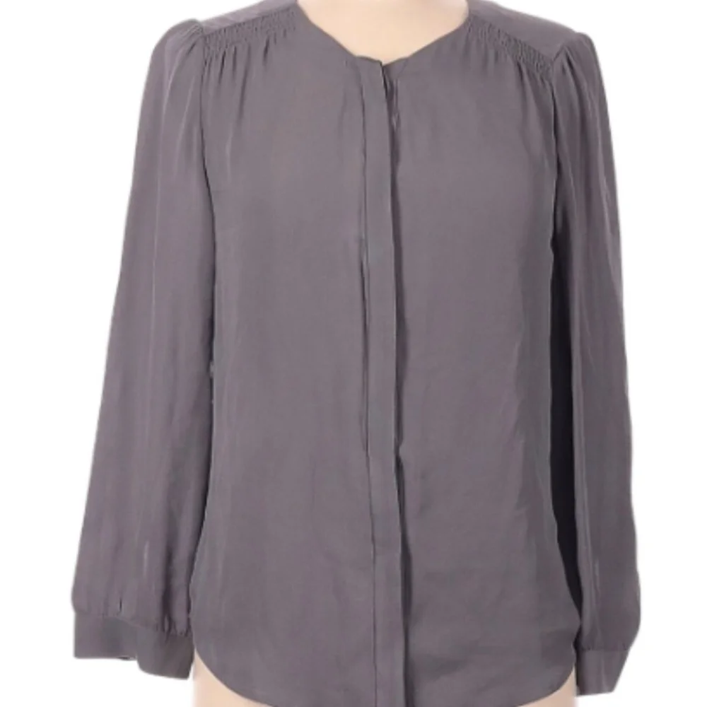 Joie Steel Gray Silk Blouse Size S